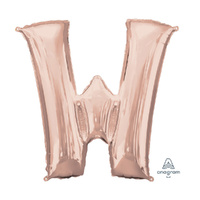 SuperShape Letter W Rose Gold Foil Balloon