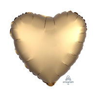 45cm Standard HX Satin Luxe Gold Sateen Heart Foil Balloon