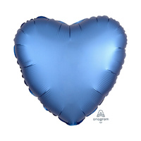 45cm Standard HX Satin Luxe Azure Heart Foil Balloon