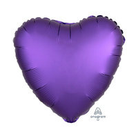 45cm Standard HX Satin Luxe Purple Royale Heart Foil Balloon