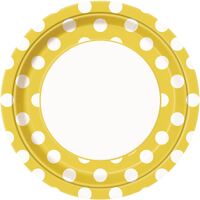 Dots Yellow Paper Plates 22cm 8 Pack