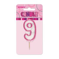 Glitz Pink Number Candle - 9
