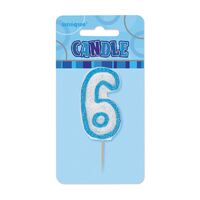 Glitz Blue Number Candle - 6