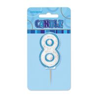Glitz Blue Number Candle - 8