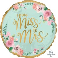 45cm Standard Satin XL Mint to Be From Miss to Mrs Foil Balloon