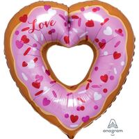 SuperShape Open Heart Donut Love Foil Balloon