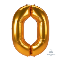 SuperShape Jumbo Number 0 Gold 93cm x 134cm Foil Balloon