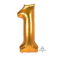 SuperShape Jumbo Number 1 Gold 55cm x 134cm Foil Balloon