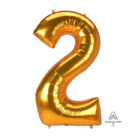 SuperShape Jumbo Number 2 Gold 78cm x 134cm Foil Balloon