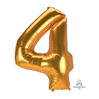 SuperShape Jumbo Number 4 Gold 91cm x 137cm Foil Balloon