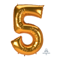 SuperShape Jumbo Number 5 Gold 86cm x 132cm Foil Balloon