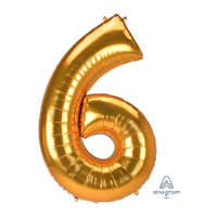 SuperShape Jumbo Number 6 Gold 83cm x 137cm Foil Balloon