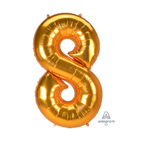 SuperShape Jumbo Number 8 Gold 78cm x 134cm Foil Balloon