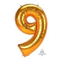 SuperShape Jumbo Number 9 Gold 83cm x 137cm Foil Balloon