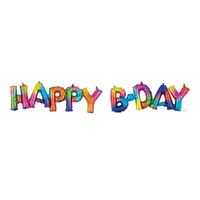 Phrases HAPPY BDAY Rainbow Splash Foil Balloon