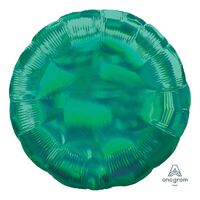 45cm Standard Holographic Iridescent Green Circle Foil Balloons