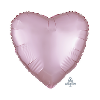 45cm Standard HX Satin Luxe Pastel Pink Heart Foil Balloon