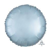 45cm Standard HX Satin Luxe Pastel Blue Circle Foil Balloon