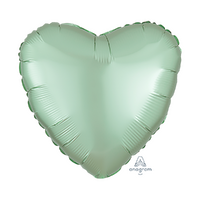45cm Standard HX Satin Luxe Mint Green Heart Foil Balloon