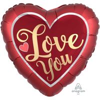 Jumbo HX Love You Satin Sangria & Gold Foil Balloon