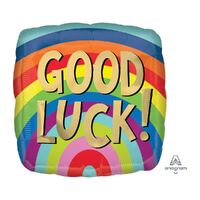45cm Standard HX Good Luck Rainbow Stripes Foil Balloon