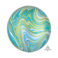 Orbz XL Blue Green Marblez Foil Balloon