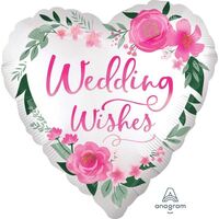 45cm Standard Satin XL Satin Wedding Wishes Heart Foil Balloon