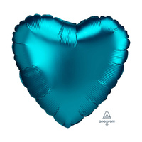 45cm Standard HX Satin Luxe Aqua Heart Foil Balloon