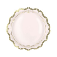 Garden Party Pink With Gold Foil Stamped Paper Plates 23cm 8 Pack