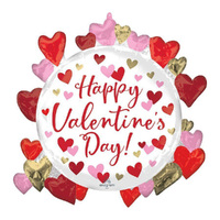 SuperShape XL Happy Valentine's Day Circled in Hearts Foil Balloon