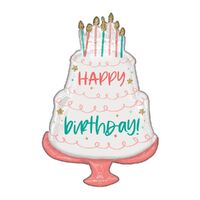 SuperShape Happy Birthday Happy Cake Day Foil Balloons