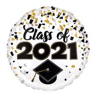 45cm Standard Class of 2021 Confetti Foil Balloons
