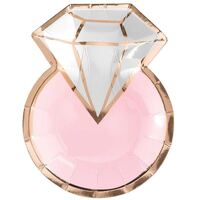 Blush Wedding 17cm Metallic Shapes Plates Diamond Ring 8 Pack