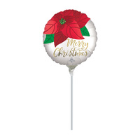 22cm Satin Christmas Poinsettia Foil Balloon