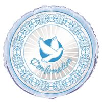 45cm Radiant Cross Blue Confirmation  Foil Balloon - Packaged