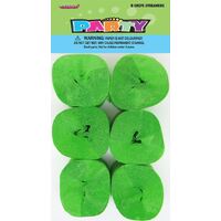 Crepe streamers Lime Green 6 Pack