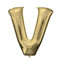 SuperShape Letter V White Gold Foil Balloon
