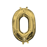 Number 0 White Gold Foil Balloon