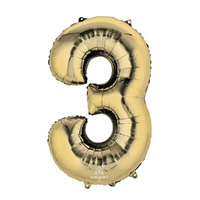 SuperShape White Gold Number 3. Foil Balloon