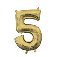 Number 5 White Gold Foil Balloon