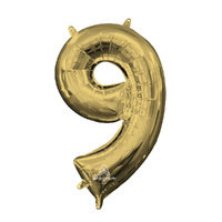 Number 9 White Gold Foil Balloon
