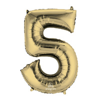 SuperShape White Gold Number 5. Foil Balloon