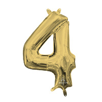 Number 4 White Gold Foil Balloon