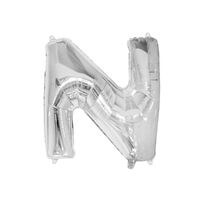 Silver N Letter Foil Balloon 35cm