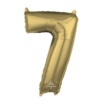 Mid-Size Shape White Gold Numeral 7. Foil Balloon