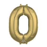 Mid-Size Shape White Gold Numeral 0. Foil Balloon