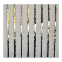 Gold Painted Stripe Foil Stamped Luncheon Napkins 2ply 33cm X 33cm 16 Pack
