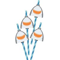 Ahoy Birthday Straws with Shark Heads 12 Pack