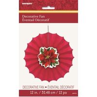 Holly Poinsettia Decor Fan