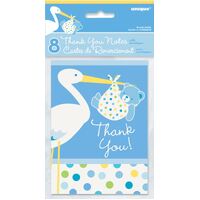 Baby Boy StorkThank You Notes 8 Pack